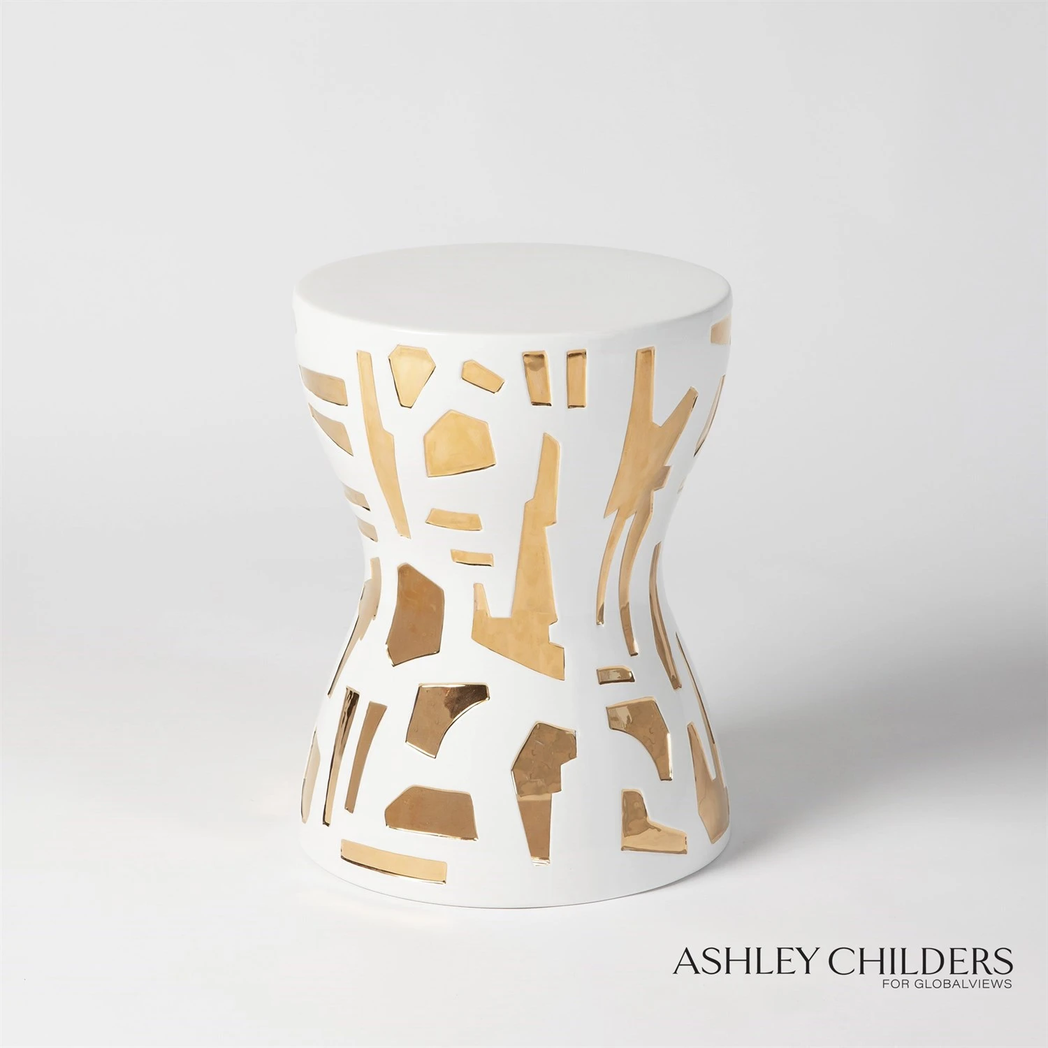 Abstract Gold/White Stool 3 Abstract Gold/White Stool