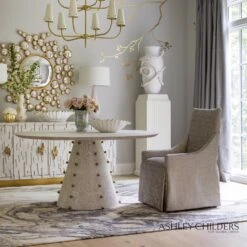 Spheres Dining Table-White Burl -Online Home Decor 65494