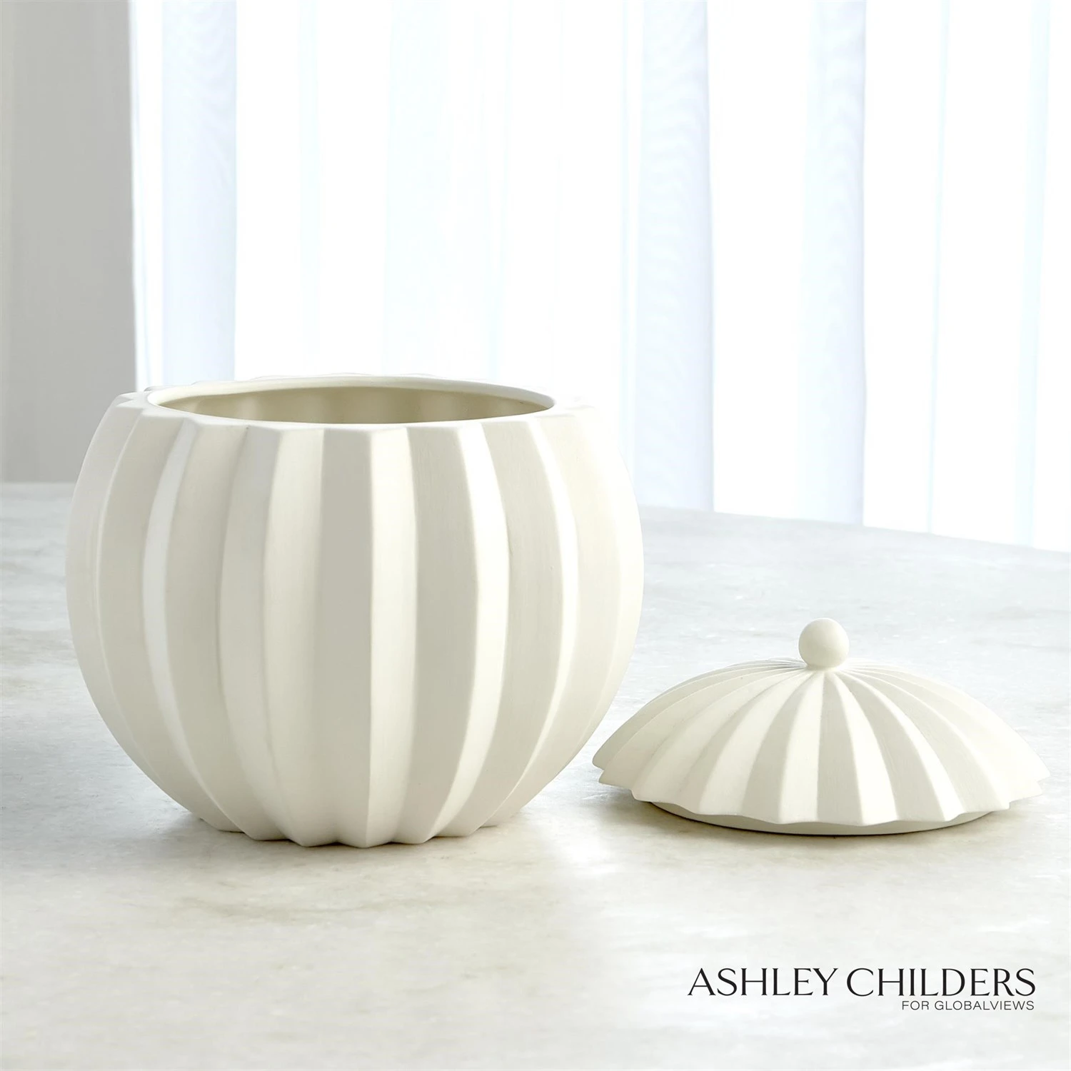 Spicchi Line Bowl W/Lid-Matte White 4 Spicchi Line Bowl W/Lid-Matte White - Image 2