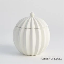 Spicchi Line Bowl W/Lid-Matte White 21 Spicchi Line Bowl W/Lid-Matte White -Online Home Decor 65589