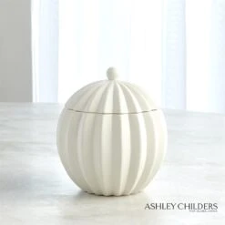 Spicchi Line Bowl W/Lid-Matte White 16 Spicchi Line Bowl W/Lid-Matte White -Online Home Decor 65591