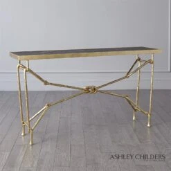 Love Knot Console-Gold Leaf/Black -Online Home Decor 66136