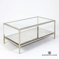 Stud Coffee Table-Silver Leaf -Online Home Decor 66918