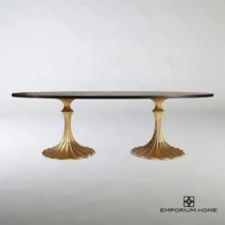 Flute Table Top-Oval-Walnut-96" -Online Home Decor 67097