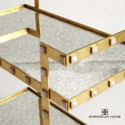 Quartz Stud Bar Cart-Gold Leaf -Online Home Decor 67221