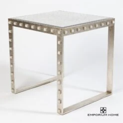 Quartz Stud End Table-Silver Leaf