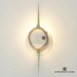 Eclipse Agate Sconce-Satin Brass