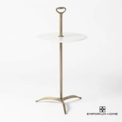 Chloe Table-Light Antique Brass/White Marble