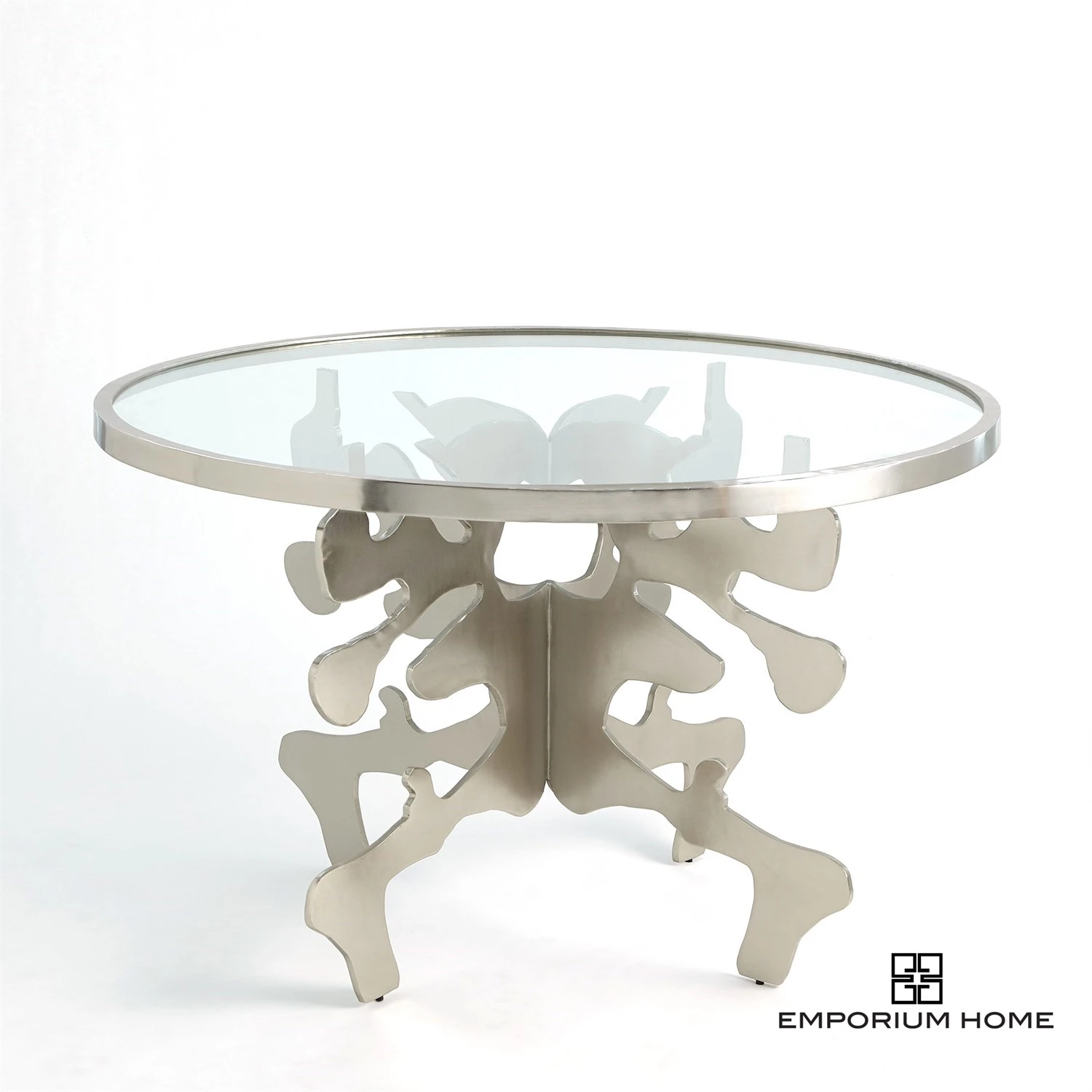 Ink Blot Dining Table-Nickel-48" 3 Ink Blot Dining Table-Nickel-48"