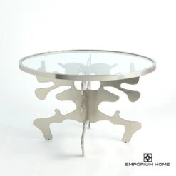 Ink Blot Dining Table-Nickel-48" 5 Ink Blot Dining Table-Nickel-48" -Online Home Decor 67740