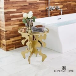 Ink Blot Side Table-Gold Leaf 8 Ink Blot Side Table-Gold Leaf -Online Home Decor 67749