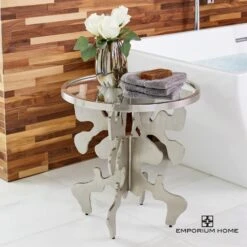 Ink Blot Side Table-Nickel -Online Home Decor 67757