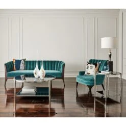 Circle/Square Cocktail Table-Nickel W/Black Granite -Online Home Decor 69207 1