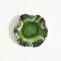 Free Formed Lily Plate-Green -Online Home Decor 69247