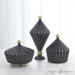 Cirque Vessel W/Lid-Black -Online Home Decor 69397