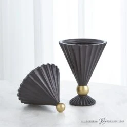 Cirque Vessel W/Lid-Black -Online Home Decor 69399