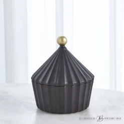 Cirque Vessel W/Lid-Black -Online Home Decor 69401