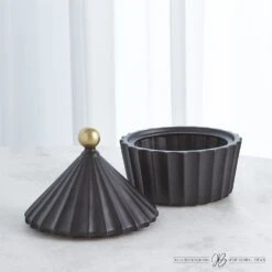 Cirque Vessel W/Lid-Black -Online Home Decor 69402