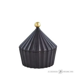 Cirque Vessel W/Lid-Black -Online Home Decor 69403