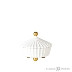 Cirque Vessel W/Lid-White -Online Home Decor 69407