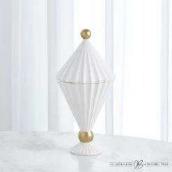 Cirque Vessel W/Lid-White -Online Home Decor 69411