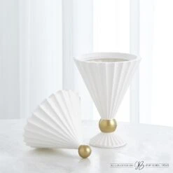 Cirque Vessel W/Lid-White -Online Home Decor 69412