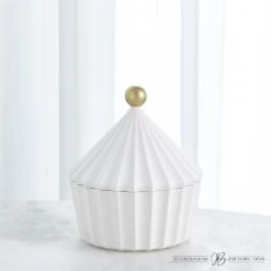 Cirque Vessel W/Lid-White -Online Home Decor 69415