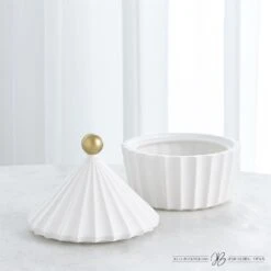 Cirque Vessel W/Lid-White -Online Home Decor 69416