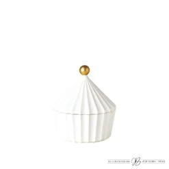 Cirque Vessel W/Lid-White -Online Home Decor 69417