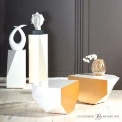 S/2 Gema Coffee Table-Ivory/Gold -Online Home Decor 69713