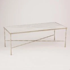 Spike Cocktail Table-Antique Nickel W/White Marble