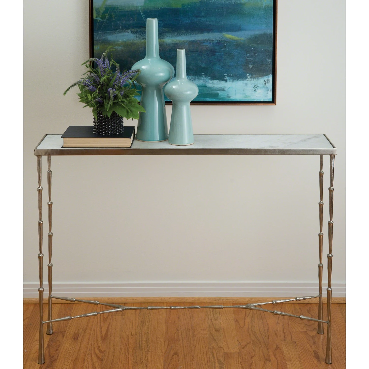 Spike Console-Antique Nickel W/White Marble 5 Spike Console-Antique Nickel W/White Marble - Image 3