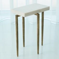 Laforge Accent Table-Antique Gold W/White Honed Marble