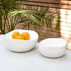 Organic Round Bowls - Matte White -Online Home Decor 70571