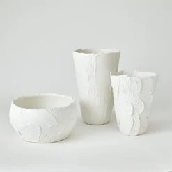 Chip Vases & Bowl-Matte White