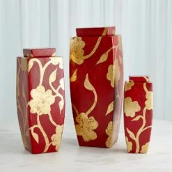 Flora Jars-Deep Red -Online Home Decor 72268