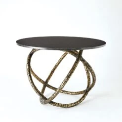 Astro Table-Antique Brass W/Black Granite -Online Home Decor 72458