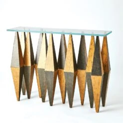 Harlequin Console-Distressed Gold Leaf -Online Home Decor 72466