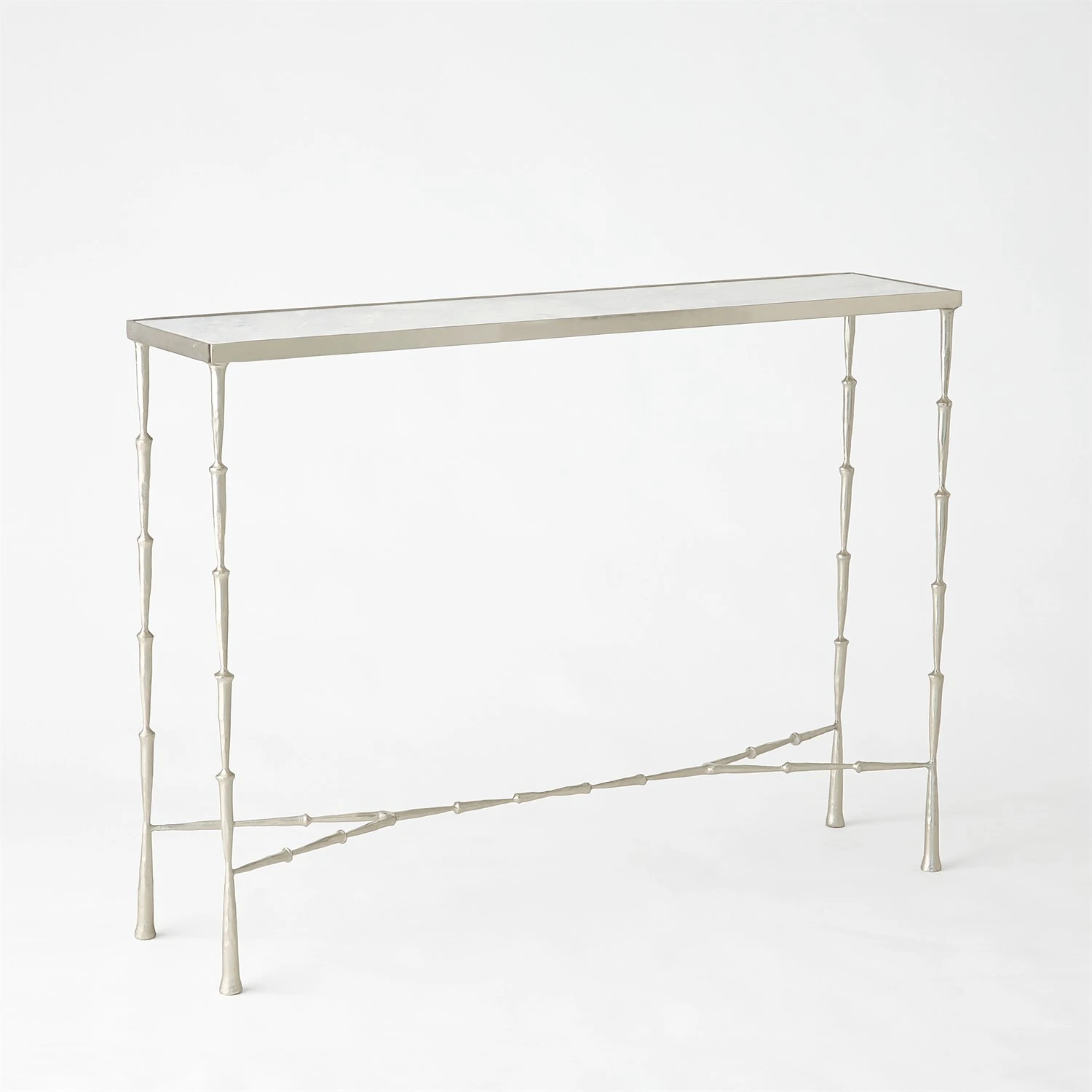 Spike Console-Antique Nickel W/White Marble 3 Spike Console-Antique Nickel W/White Marble
