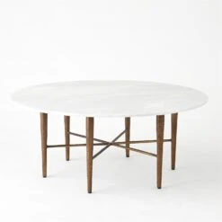 Online Home Decor 33 Hammered Cocktail Table - Bronze W/White Marble