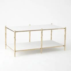 Online Home Decor 23 Arbor Cocktail Table-Brass/White Marble