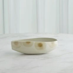 Spots Vase & Bowl-White W/Taupe Spots 14 Spots Vase & Bowl-White W/Taupe Spots -Online Home Decor 73853