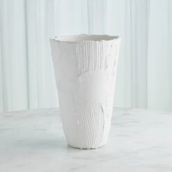 Chip Vases & Bowl-Matte White -Online Home Decor 73868
