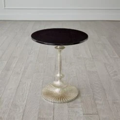 Fluted Side Table-Silver Leaf -Online Home Decor 73899