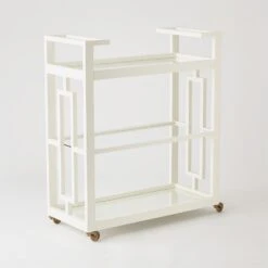 Grid Block Bar Cart-White