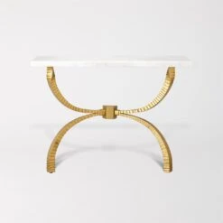 Teton Console-Gold W/White Marble Top