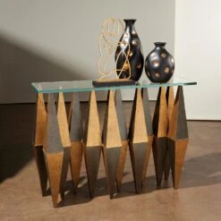 Harlequin Console-Distressed Gold Leaf -Online Home Decor 74755