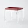 Acrylic Table W/Deep Red Leather Tray -Online Home Decor 75265