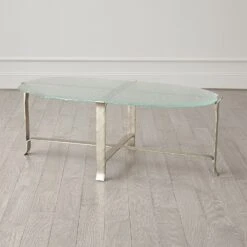 Melting Glass Cocktail Table-Nickel -Online Home Decor 75373