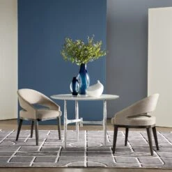 Radius Tables-Silver W/Golden White Top 11 Radius Tables-Silver W/Golden White Top -Online Home Decor 77230